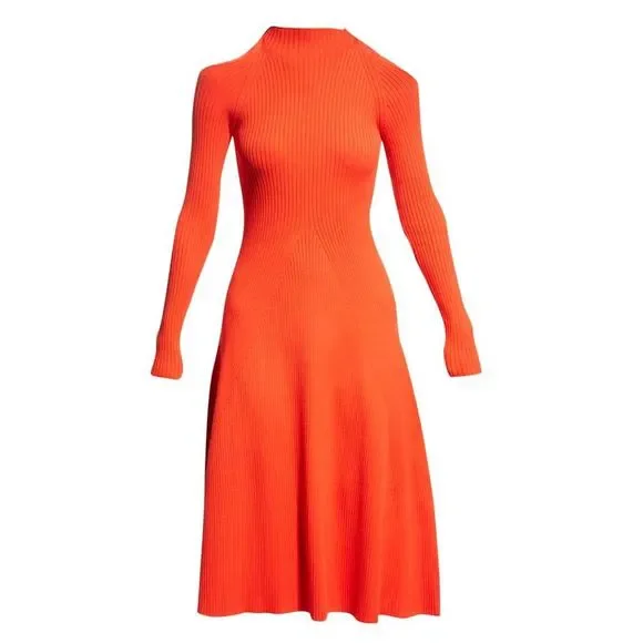 high neck a line midi dress Asymmetric Draped Mock Neck Midi Dress main image 1